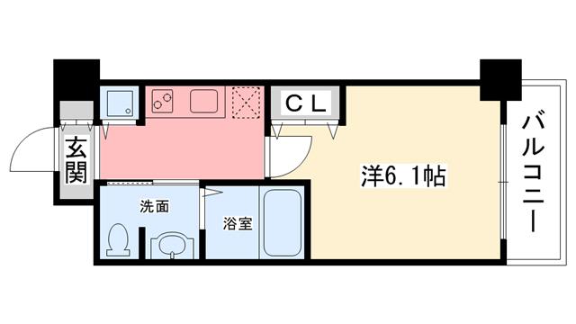 エスリード西宮北口II(1K/6階)の間取り写真