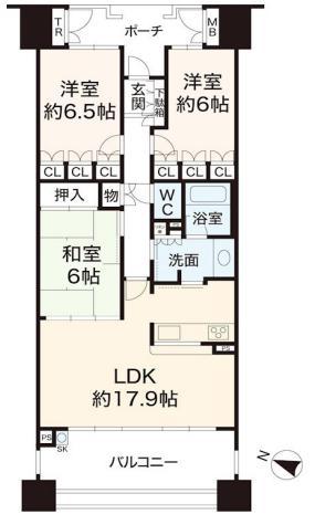 摩耶シーサイドプレイスイースト5番館(3LDK/3階)の間取り写真