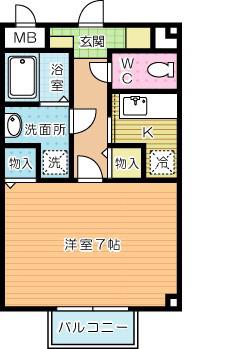 ヴィラージュD(1K/2階)の間取り写真