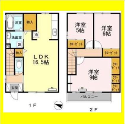 フローラ(3LDK/1階)の間取り写真