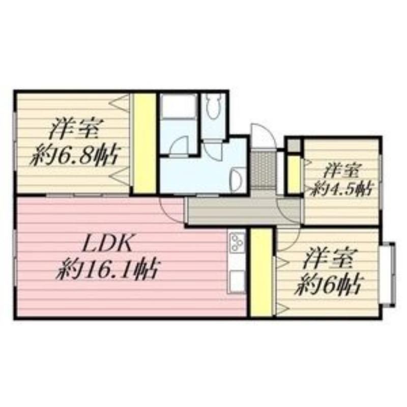 東急ドエル平岸台ビレジⅢ号棟(3LDK/2階)の間取り写真