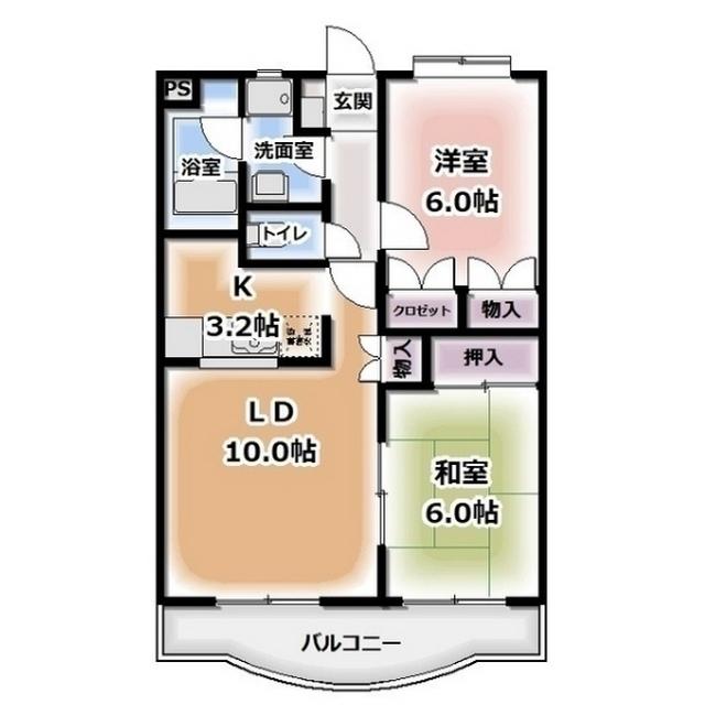 メルベーユ篭上2(2LDK/4階)の間取り写真