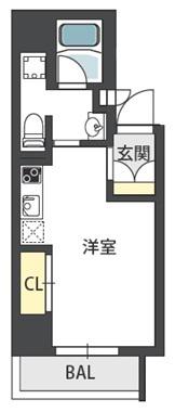 GRANDSTEADY徳井町(ワンルーム/9階)の間取り写真
