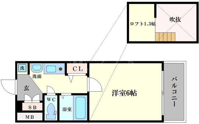 エステムコート難波ウエスト-SIDE大阪ドーム前(1K/4階)の間取り写真