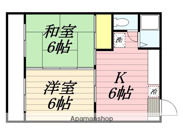 ベルレージュ宮崎 IV(2DK/1階)の間取り写真