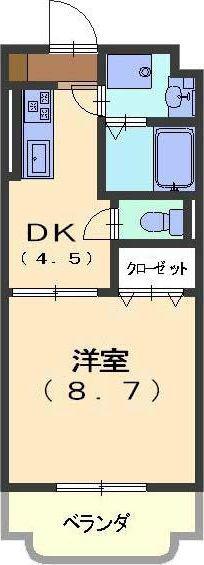 クラスト勝川(1DK/3階)の間取り写真