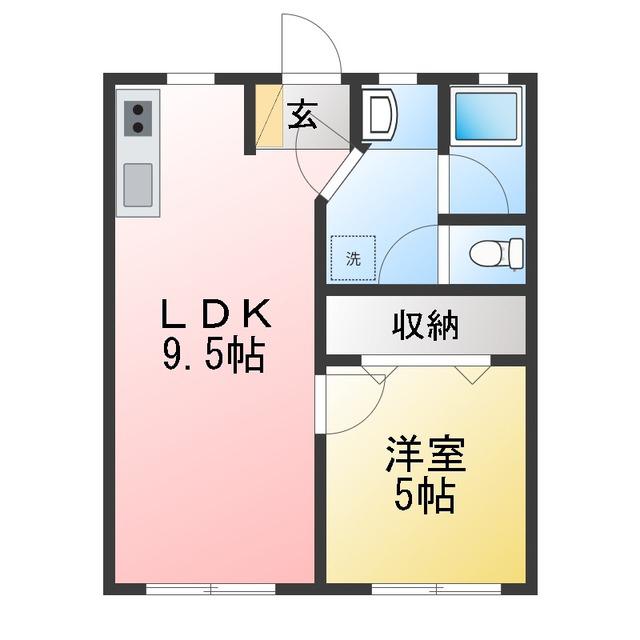 愛喜荘(1LDK/1階)の間取り写真