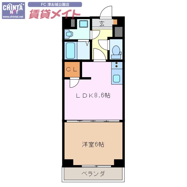 S-FORT津新町(1LDK/2階)の間取り写真