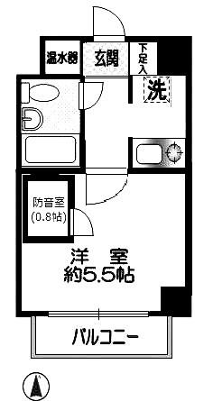 クリオ鶴ヶ峰壱番館(1K/2階)の間取り写真