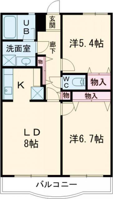 グリーンパーク樽井(2LDK/2階)の間取り写真