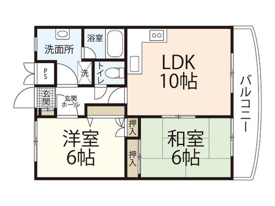 メゾン・ド・谷口(2LDK/2階)の間取り写真
