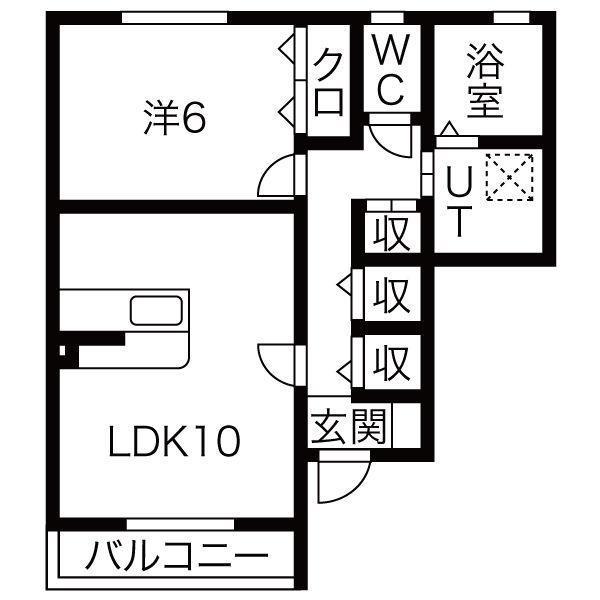 ルミエールM.Y(1LDK/1階)の間取り写真