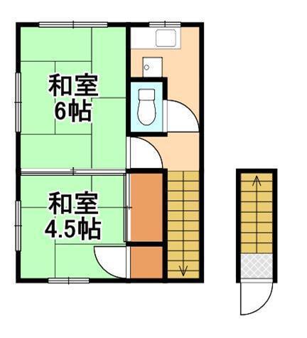 赤沢荘(2K/2階)の間取り写真