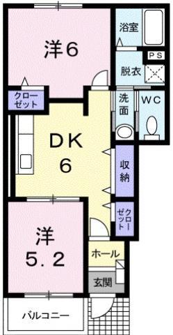 サンライズ貴園B(2DK/1階)の間取り写真