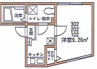 クローバーハウス(1K/3階)の間取り写真