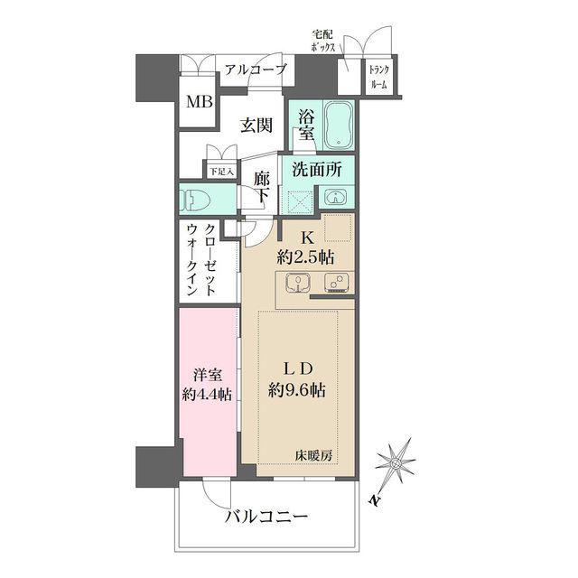 ジオタワー大阪十三(1LDK/14階)の間取り写真