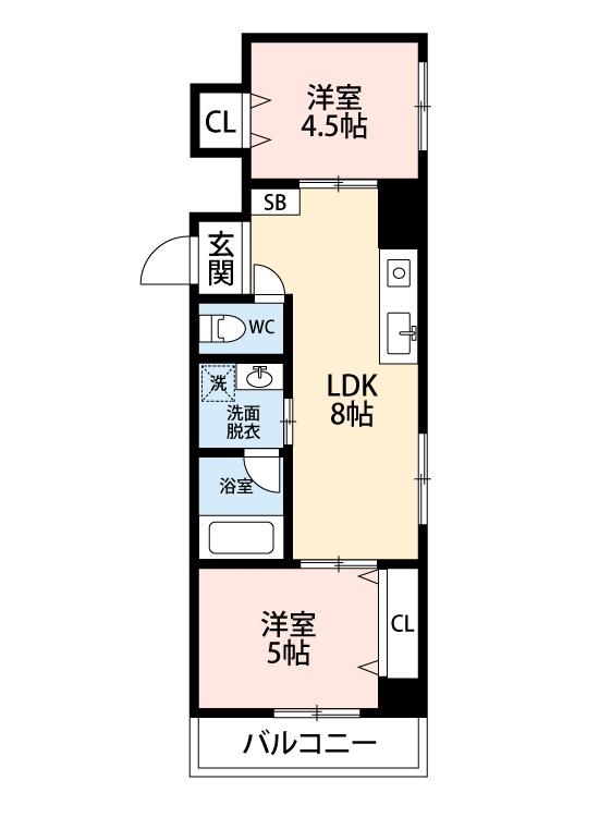シティーコート南瓦町II(2LDK/3階)の間取り写真