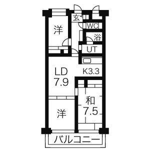 汐浜サンハイツI号棟(3LDK/15階)の間取り写真