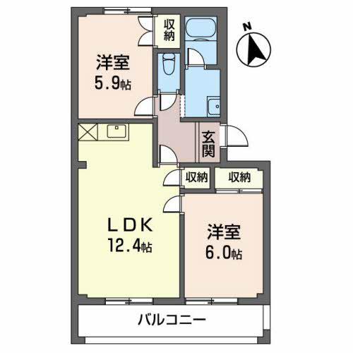 エクセルサンパレス(2LDK/2階)の間取り写真