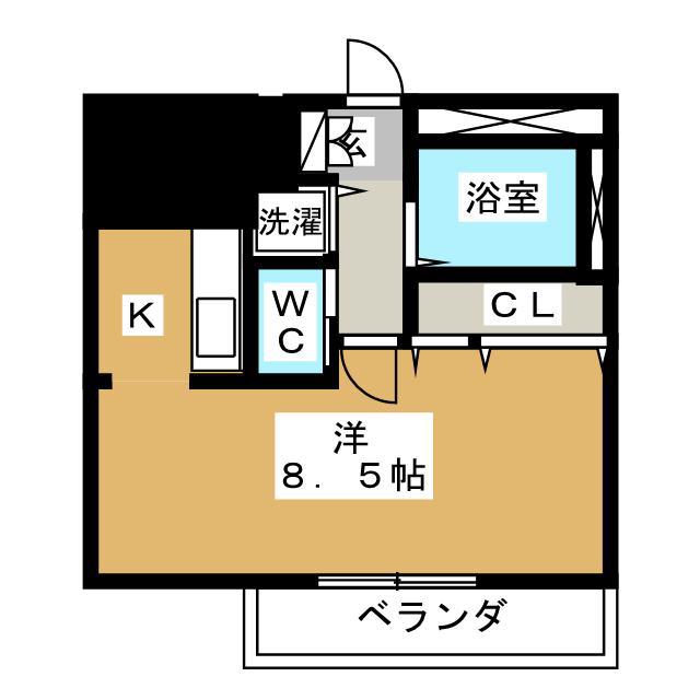 レニエ・ラ・ヴェルトゥ(ワンルーム/10階)の間取り写真
