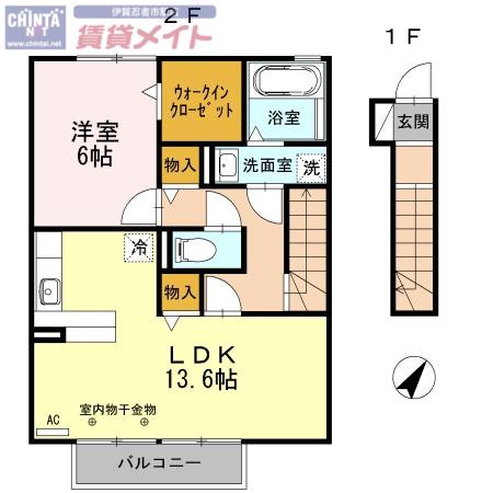 JU.EIYU MITA II(1LDK/2階)の間取り写真