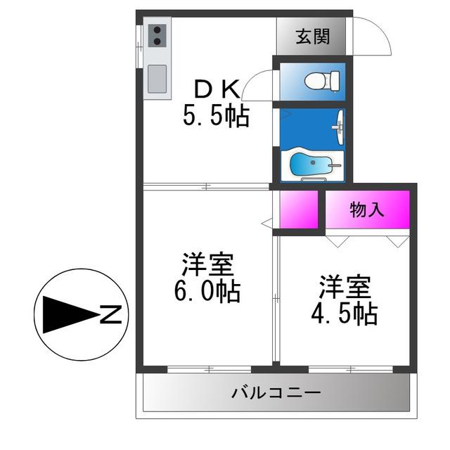 大谷マンション(2DK/2階)の間取り写真