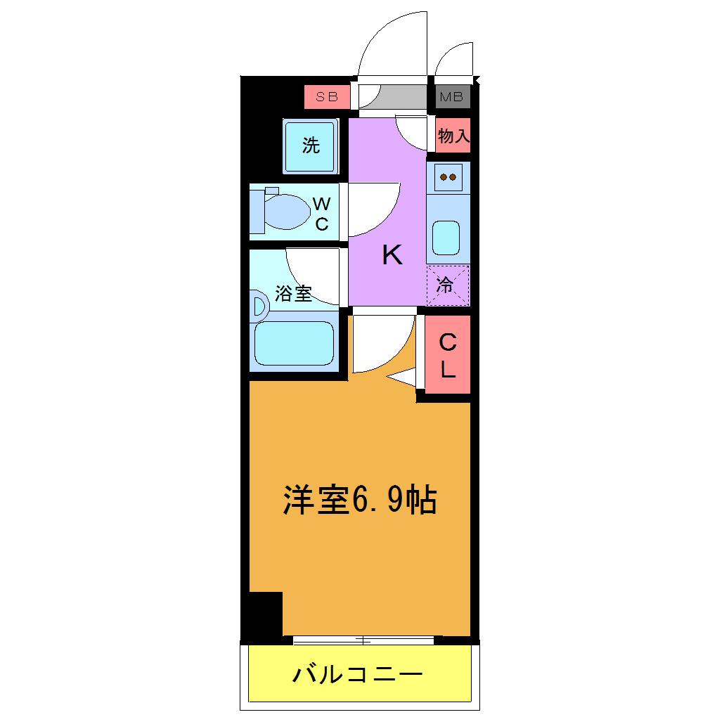 ドゥーエ浦安(1K/3階)の間取り写真