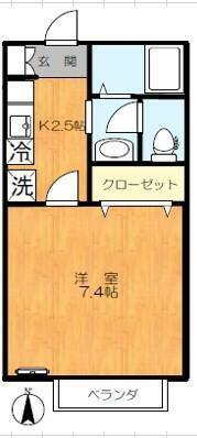 アート・フル新宿柏木(1K/2階)の間取り写真