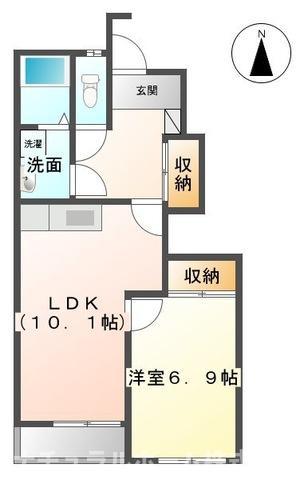 エルヴェ南小向A(1LDK/1階)の間取り写真