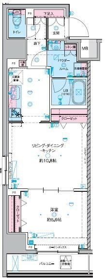 ジェノヴィア東神田グリーンヴェール(1LDK/8階)の間取り写真