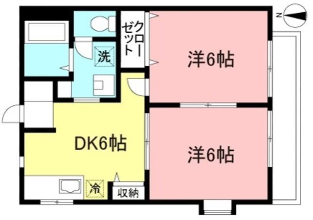 オークハウス(2DK/2階)の間取り写真