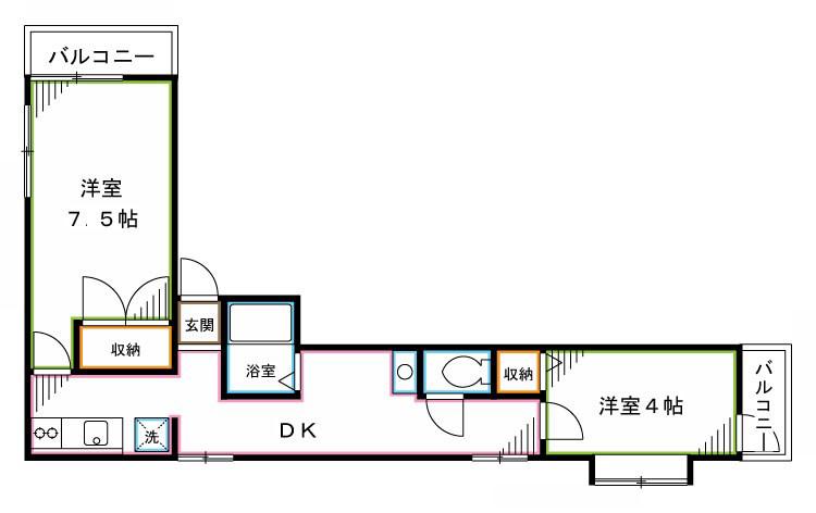 マキ東中野(2DK/3階)の間取り写真