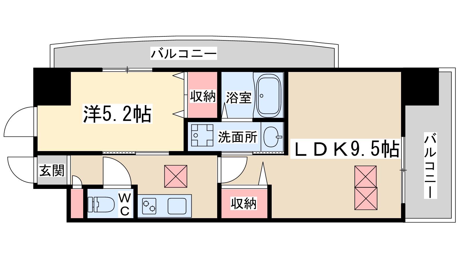 ノース VILLAGE BIRTH PLACE 本館(1LDK/4階)の間取り写真