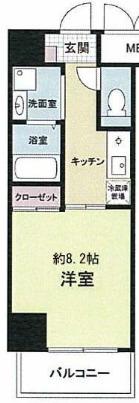 ドゥーエ本庄(1K/9階)の間取り写真