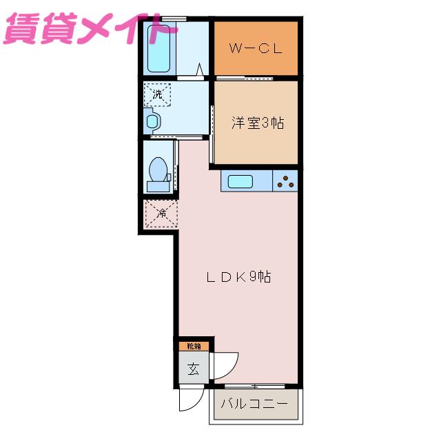 ブランシュ富田(1LDK/1階)の間取り写真