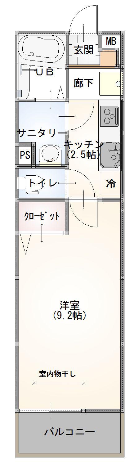 LXコート西武立川(1K/2階)の間取り写真