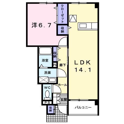 ハピネス・K(1LDK/1階)の間取り写真
