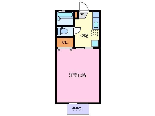 ジュネス92(1K/1階)の間取り写真