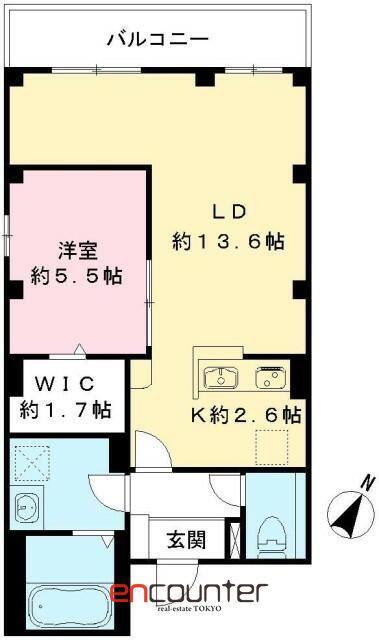 オンドワ ミュゾン M 東麻布(1LDK/3階)の間取り写真