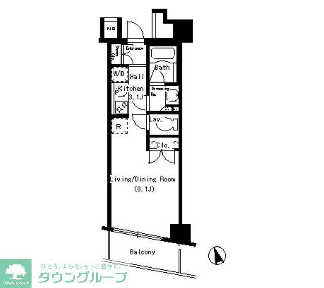 パークアクシス銀座イースト(1K/2階)の間取り写真