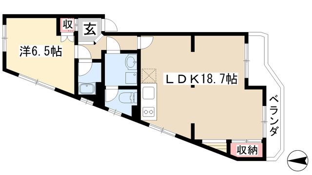 ビラ稲垣(1LDK/1階)の間取り写真