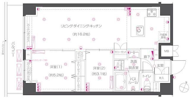 ZOOM練馬高野台(2LDK/2階)の間取り写真