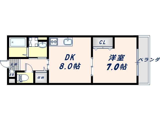 タウンコート藤(1LDK/2階)の間取り写真