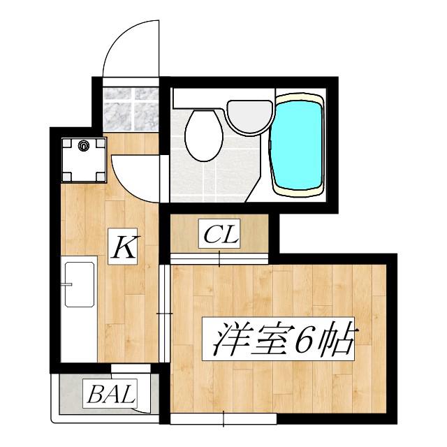 ビル田園(1K/2階)の間取り写真