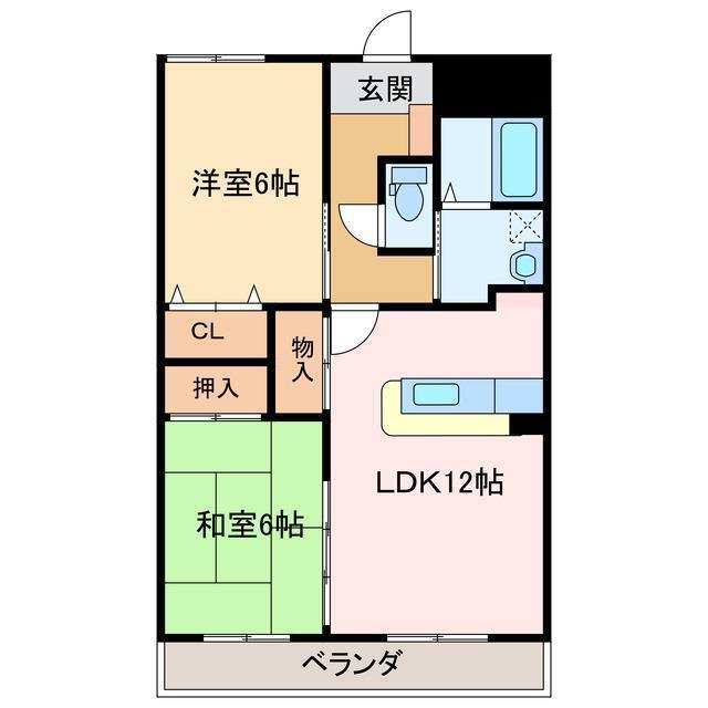 フィネス八幡(2LDK/2階)の間取り写真