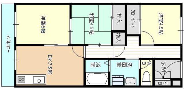 パックス楠(3DK/1階)の間取り写真