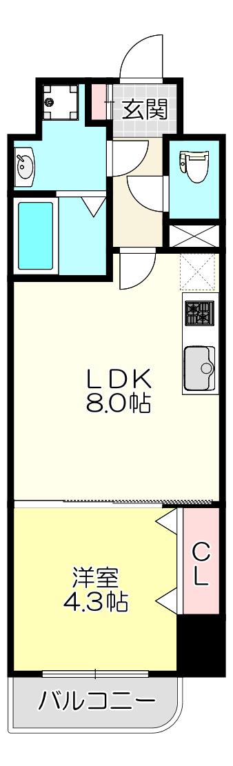 GARDENHOUSE新今里(1LDK/4階)の間取り写真