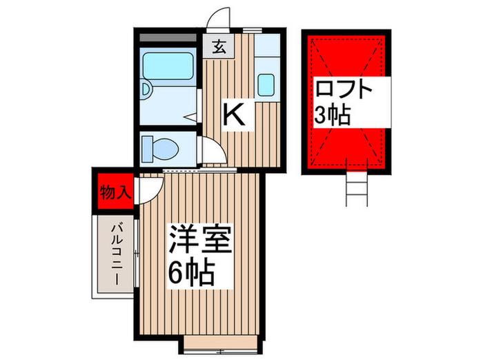 シャトレーII(1K/1階)の間取り写真