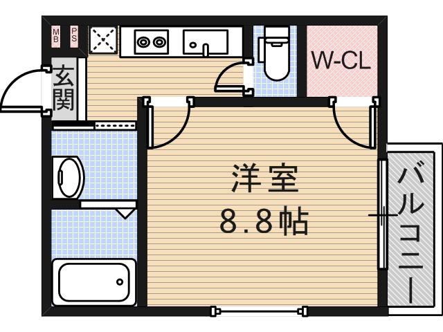 フジパレス遠里小野II番館(1K/3階)の間取り写真