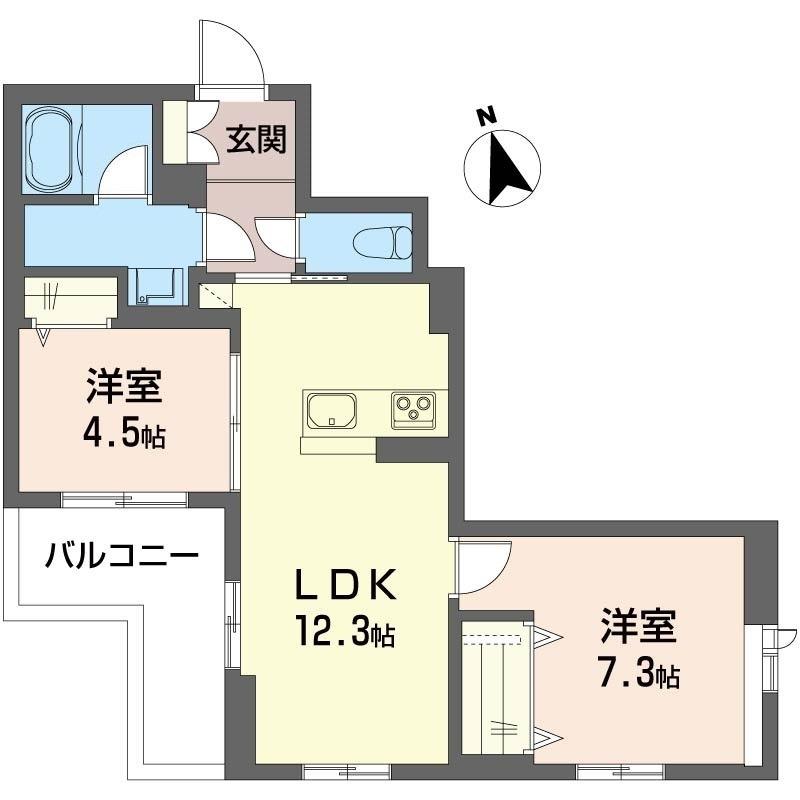 セルフォート小手指(2LDK/1階)の間取り写真